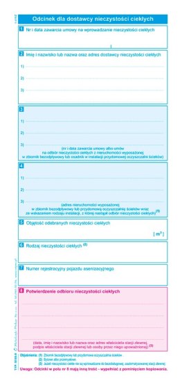 S-100-8 Potwierdzenie odbioru nieczystości ciekłych w zlewni MICHALCZYK I PROKOP