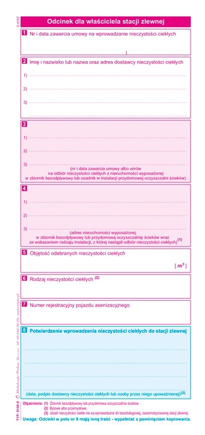 S-100-8 Potwierdzenie odbioru nieczystości ciekłych w zlewni MICHALCZYK I PROKOP S-100-8 Potwierdzenie odbioru nieczystości ciekłych w zlewni MICHALCZYK I PROKOP
