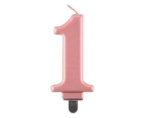 Świeczka cyferka 1, metalik Rose Gold, 8 cm Świeczka cyferka 1, metalik Rose Gold, 8 cm