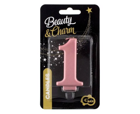 Świeczka cyferka 1, metalik Rose Gold, 8 cm Świeczka cyferka 1, metalik Rose Gold, 8 cm