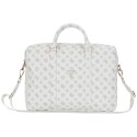 Guess 4G Peony Front Pocket Zipper Triangle Logo - Torba na notebooka 16" (biały)