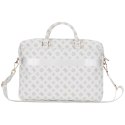 Guess 4G Peony Front Pocket Zipper Triangle Logo - Torba na notebooka 16" (biały)