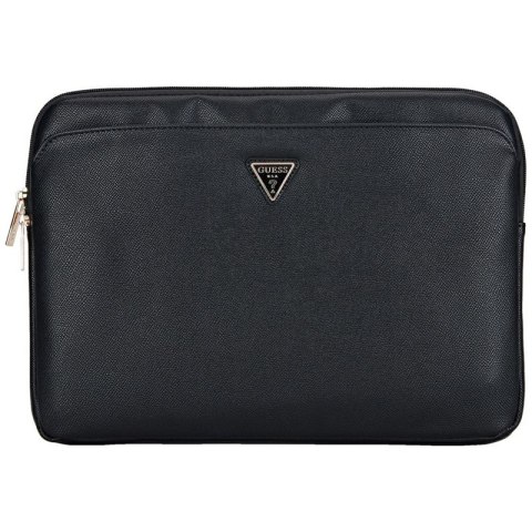 Guess Grained Zipper Pocket Triangle Logo Sleeve - Etui na notebooka 14" (czarny) Guess Grained Zipper Pocket Triangle Logo Sleeve - Etui na notebooka 14" (czarny)