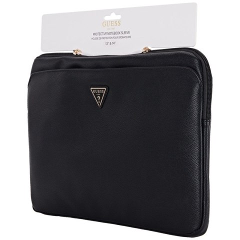 Guess Grained Zipper Pocket Triangle Logo Sleeve - Etui na notebooka 14" (czarny) Guess Grained Zipper Pocket Triangle Logo Sleeve - Etui na notebooka 14" (czarny)