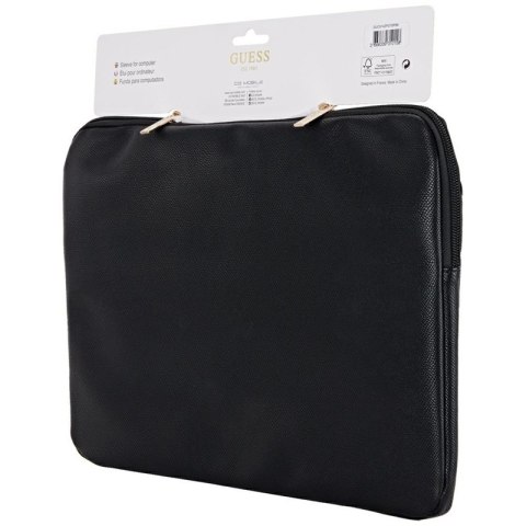Guess Grained Zipper Pocket Triangle Logo Sleeve - Etui na notebooka 14" (czarny) Guess Grained Zipper Pocket Triangle Logo Sleeve - Etui na notebooka 14" (czarny)