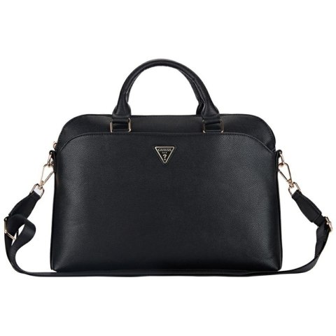 Guess Grained Zipper Pocket Triangle Logo - Torba na notebooka 15" (czarny) Guess Grained Zipper Pocket Triangle Logo - Torba na notebooka 15" (czarny)