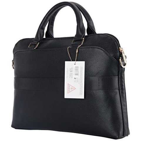 Guess Grained Zipper Pocket Triangle Logo - Torba na notebooka 15" (czarny) Guess Grained Zipper Pocket Triangle Logo - Torba na notebooka 15" (czarny)