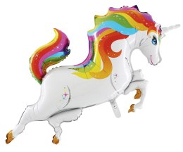 Balon Foliowy Unicorn, Jednorożec - 120 cm Kolorowy
