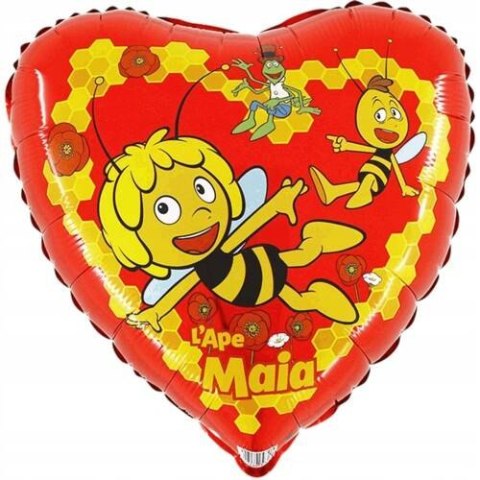 Balon foliowy Pszczółka Maja, serce, 46 cm Grabo