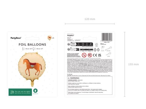 Balon foliowy okrągły Koń, Konik - 45 cm Balon foliowy okrągły Koń, Konik - 45 cm