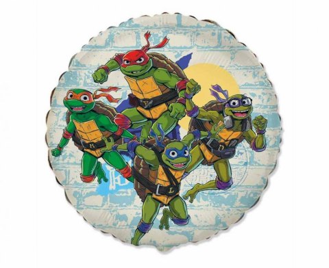 Balon foliowy okrągły - Żółwie Ninja, 18" / 46 cm - Flexmetal Balon foliowy okrągły - Żółwie Ninja, 18" / 46 cm - Flexmetal