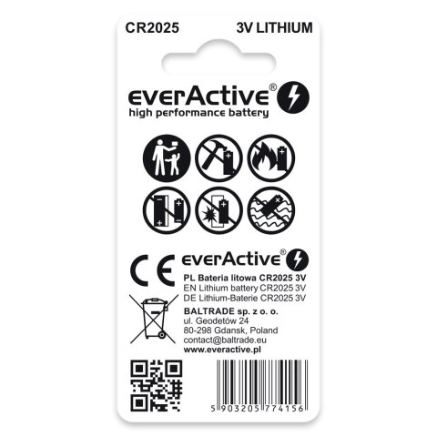 Bateria EVERACTIVE CR2025 litowa blister (2szt) Bateria EVERACTIVE CR2025 litowa blister (2szt)