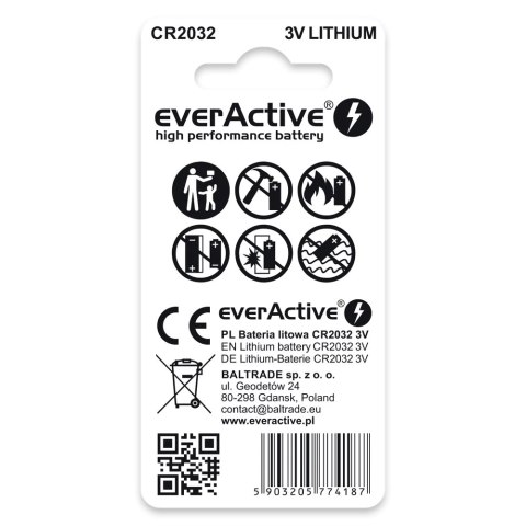 Bateria EVERACTIVE CR2032 litowa blister (2szt) Bateria EVERACTIVE CR2032 litowa blister (2szt)