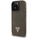 Guess Grained Hot Stamp Peony Triangle Logo MagSafe - Etui do iPhone 16 Pro Max (brązowy)