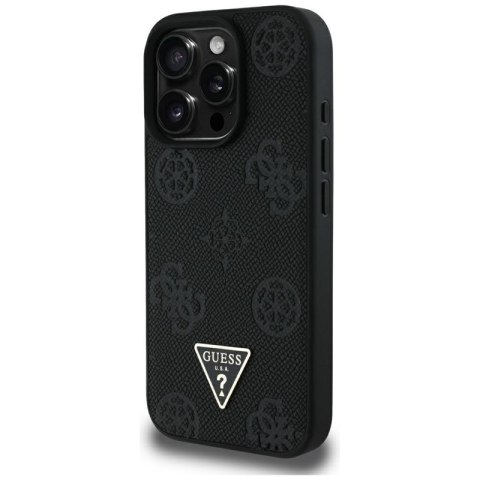 Guess Grained Hot Stamp Peony Triangle Logo MagSafe - Etui do iPhone 16 Pro Max (czarny) Guess Grained Hot Stamp Peony Triangle Logo MagSafe - Etui do iPhone 16 Pro Max (czarny)
