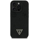 Guess Grained Hot Stamp Peony Triangle Logo MagSafe - Etui do iPhone 16 Pro Max (czarny)