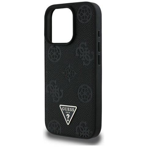 Guess Grained Hot Stamp Peony Triangle Logo MagSafe - Etui do iPhone 16 Pro Max (czarny) Guess Grained Hot Stamp Peony Triangle Logo MagSafe - Etui do iPhone 16 Pro Max (czarny)