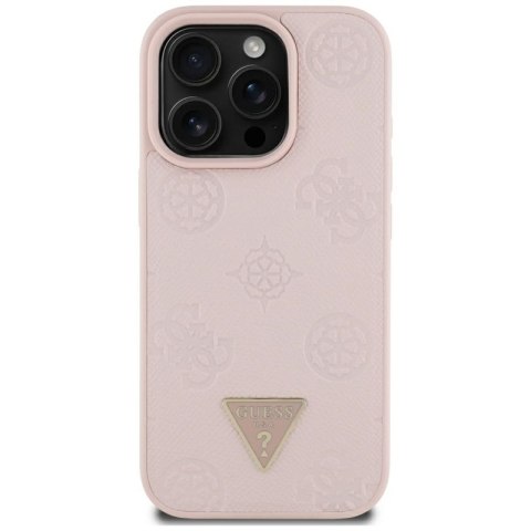 Guess Grained Hot Stamp Peony Triangle Logo MagSafe - Etui do iPhone 16 Pro Max (różowy) Guess Grained Hot Stamp Peony Triangle Logo MagSafe - Etui do iPhone 16 Pro Max (różowy)