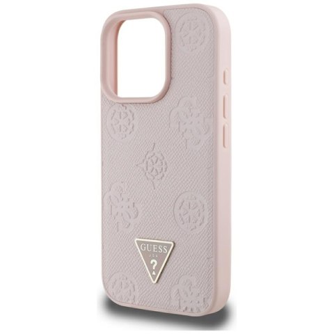 Guess Grained Hot Stamp Peony Triangle Logo MagSafe - Etui do iPhone 16 Pro Max (różowy) Guess Grained Hot Stamp Peony Triangle Logo MagSafe - Etui do iPhone 16 Pro Max (różowy)