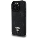 Guess Grained Hot Stamp Peony Triangle Logo MagSafe - Etui do iPhone 16 Pro (czarny)