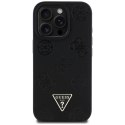 Guess Grained Hot Stamp Peony Triangle Logo MagSafe - Etui do iPhone 16 Pro (czarny)