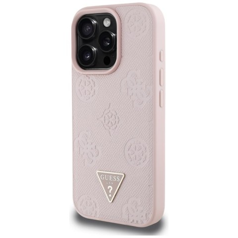 Guess Grained Hot Stamp Peony Triangle Logo MagSafe - Etui do iPhone 16 Pro (różowy) Guess Grained Hot Stamp Peony Triangle Logo MagSafe - Etui do iPhone 16 Pro (różowy)