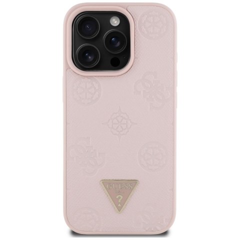 Guess Grained Hot Stamp Peony Triangle Logo MagSafe - Etui do iPhone 16 Pro (różowy) Guess Grained Hot Stamp Peony Triangle Logo MagSafe - Etui do iPhone 16 Pro (różowy)