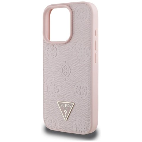 Guess Grained Hot Stamp Peony Triangle Logo MagSafe - Etui do iPhone 16 Pro (różowy) Guess Grained Hot Stamp Peony Triangle Logo MagSafe - Etui do iPhone 16 Pro (różowy)