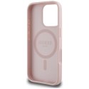 Guess Grained Hot Stamp Peony Triangle Logo MagSafe - Etui do iPhone 16 Pro (różowy)