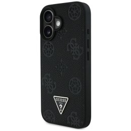 Guess Grained Hot Stamp Peony Triangle Logo MagSafe - Etui do iPhone 16 (czarny)