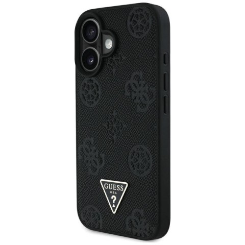 Guess Grained Hot Stamp Peony Triangle Logo MagSafe - Etui do iPhone 16 (czarny) Guess Grained Hot Stamp Peony Triangle Logo MagSafe - Etui do iPhone 16 (czarny)