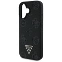 Guess Grained Hot Stamp Peony Triangle Logo MagSafe - Etui do iPhone 16 (czarny)