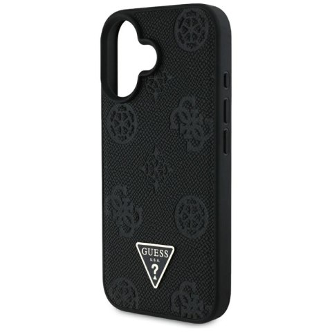Guess Grained Hot Stamp Peony Triangle Logo MagSafe - Etui do iPhone 16 (czarny) Guess Grained Hot Stamp Peony Triangle Logo MagSafe - Etui do iPhone 16 (czarny)