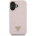Guess Grained Hot Stamp Peony Triangle Logo MagSafe - Etui do iPhone 16 (różowy)