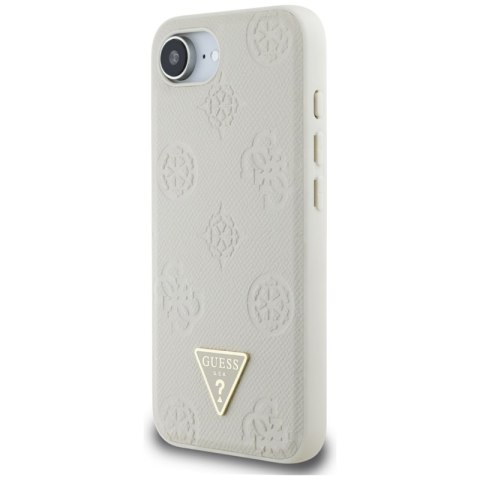 Guess Grained Hot Stamp Peony Triangle Logo MagSafe - Etui do iPhone 16e (beżowy) Guess Grained Hot Stamp Peony Triangle Logo MagSafe - Etui do iPhone 16e (beżowy)
