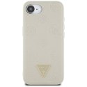 Guess Grained Hot Stamp Peony Triangle Logo MagSafe - Etui do iPhone 16e (beżowy)