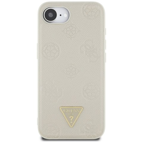 Guess Grained Hot Stamp Peony Triangle Logo MagSafe - Etui do iPhone 16e (beżowy) Guess Grained Hot Stamp Peony Triangle Logo MagSafe - Etui do iPhone 16e (beżowy)