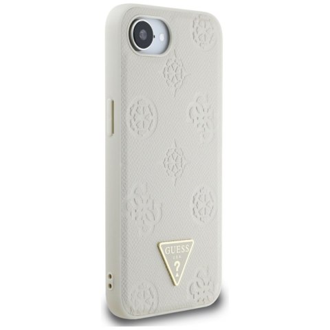Guess Grained Hot Stamp Peony Triangle Logo MagSafe - Etui do iPhone 16e (beżowy) Guess Grained Hot Stamp Peony Triangle Logo MagSafe - Etui do iPhone 16e (beżowy)