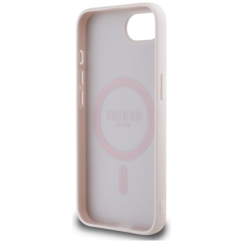 Guess Grained Hot Stamp Peony Triangle Logo MagSafe - Etui do iPhone 16e (beżowy) Guess Grained Hot Stamp Peony Triangle Logo MagSafe - Etui do iPhone 16e (beżowy)