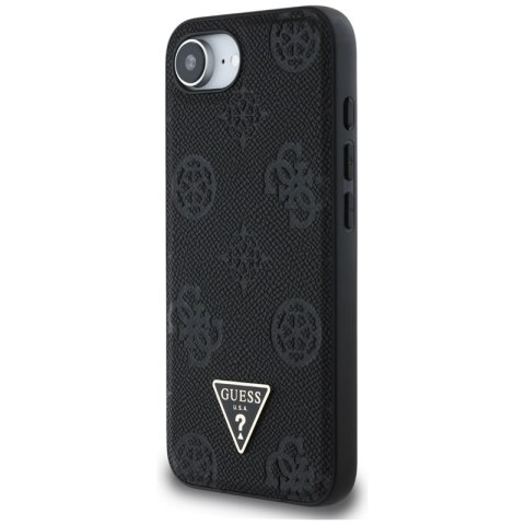 Guess Grained Hot Stamp Peony Triangle Logo MagSafe - Etui do iPhone 16e (czarny) Guess Grained Hot Stamp Peony Triangle Logo MagSafe - Etui do iPhone 16e (czarny)
