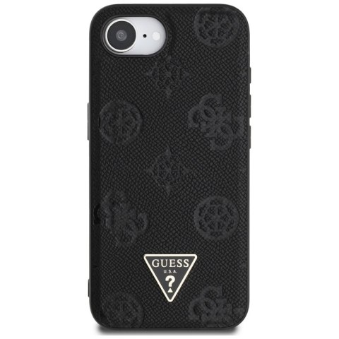 Guess Grained Hot Stamp Peony Triangle Logo MagSafe - Etui do iPhone 16e (czarny) Guess Grained Hot Stamp Peony Triangle Logo MagSafe - Etui do iPhone 16e (czarny)