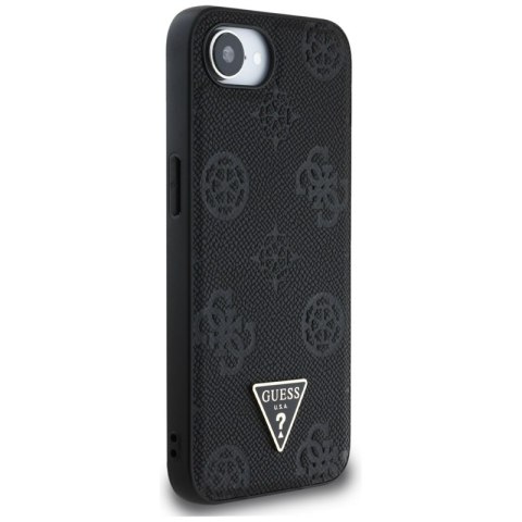 Guess Grained Hot Stamp Peony Triangle Logo MagSafe - Etui do iPhone 16e (czarny) Guess Grained Hot Stamp Peony Triangle Logo MagSafe - Etui do iPhone 16e (czarny)