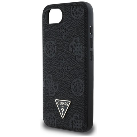 Guess Grained Hot Stamp Peony Triangle Logo MagSafe - Etui do iPhone 16e (czarny) Guess Grained Hot Stamp Peony Triangle Logo MagSafe - Etui do iPhone 16e (czarny)
