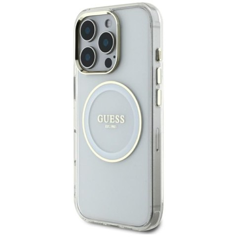 Guess IML Metal Colored Circle Classic Logo MagSafe - Etui do iPhone 16 Pro Max (biały) Guess IML Metal Colored Circle Classic Logo MagSafe - Etui do iPhone 16 Pro Max (biały)