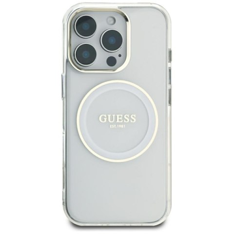 Guess IML Metal Colored Circle Classic Logo MagSafe - Etui do iPhone 16 Pro Max (biały) Guess IML Metal Colored Circle Classic Logo MagSafe - Etui do iPhone 16 Pro Max (biały)
