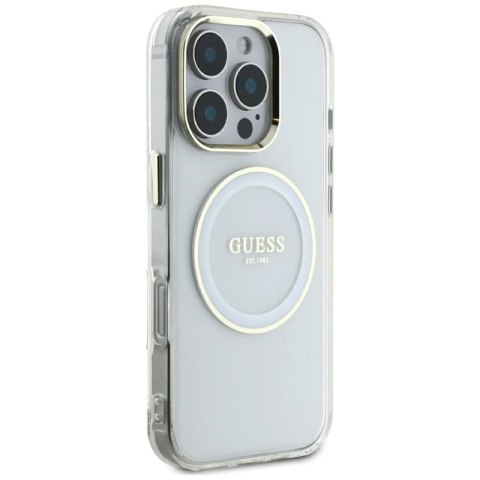 Guess IML Metal Colored Circle Classic Logo MagSafe - Etui do iPhone 16 Pro Max (biały) Guess IML Metal Colored Circle Classic Logo MagSafe - Etui do iPhone 16 Pro Max (biały)