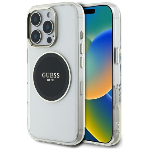 Guess IML Metal Colored Circle Classic Logo MagSafe - Etui do iPhone 16 Pro Max (czarny) Guess IML Metal Colored Circle Classic Logo MagSafe - Etui do iPhone 16 Pro Max (czarny)