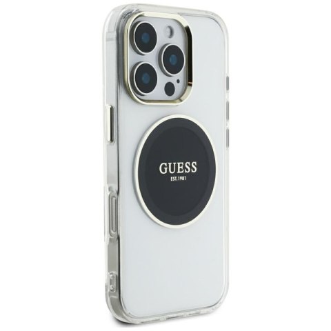 Guess IML Metal Colored Circle Classic Logo MagSafe - Etui do iPhone 16 Pro Max (czarny) Guess IML Metal Colored Circle Classic Logo MagSafe - Etui do iPhone 16 Pro Max (czarny)