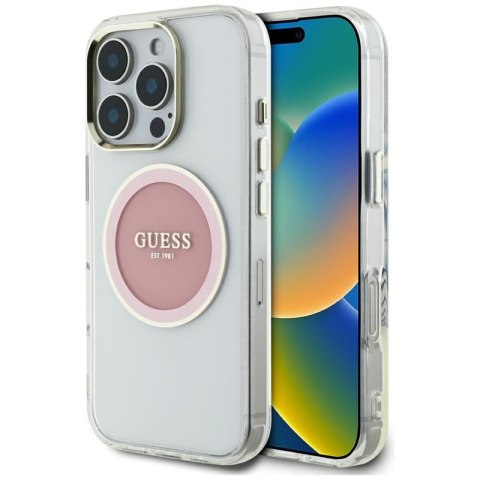 Guess IML Metal Colored Circle Classic Logo MagSafe - Etui do iPhone 16 Pro Max (różowy) Guess IML Metal Colored Circle Classic Logo MagSafe - Etui do iPhone 16 Pro Max (różowy)
