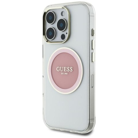 Guess IML Metal Colored Circle Classic Logo MagSafe - Etui do iPhone 16 Pro Max (różowy) Guess IML Metal Colored Circle Classic Logo MagSafe - Etui do iPhone 16 Pro Max (różowy)